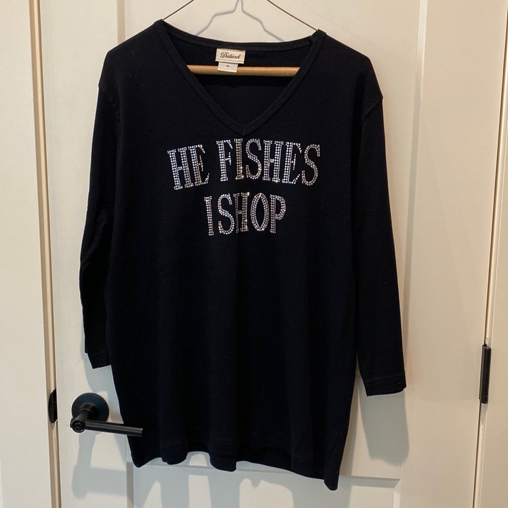 Distinct 3/4 Sleeve Bedazzled Shirt
